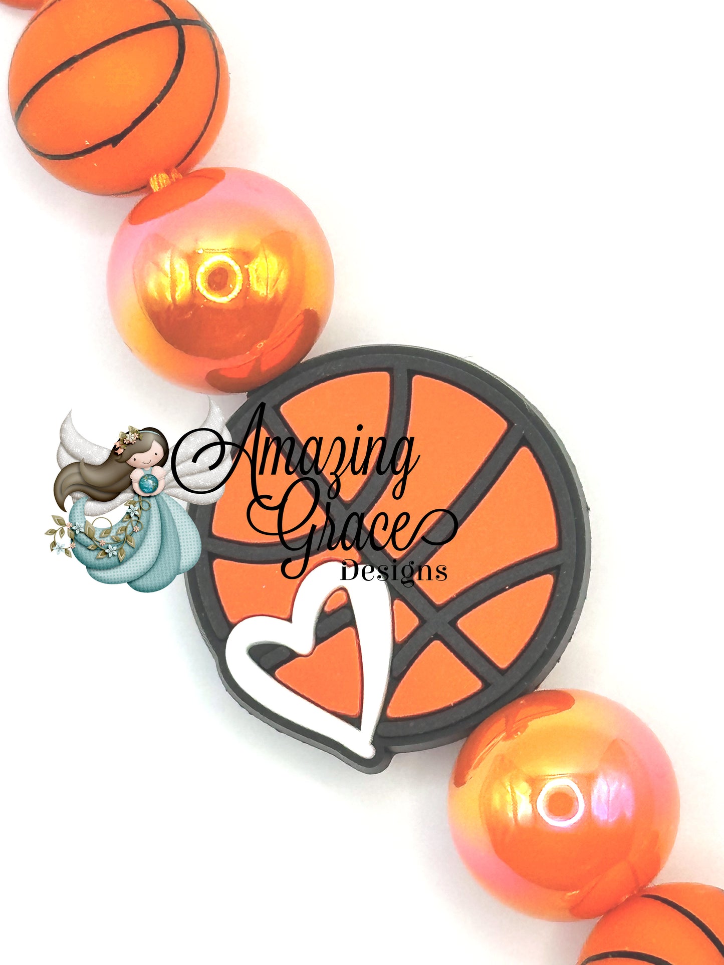 Orange Crush Basketball Fan Charm - Hoop Heart Keychain!