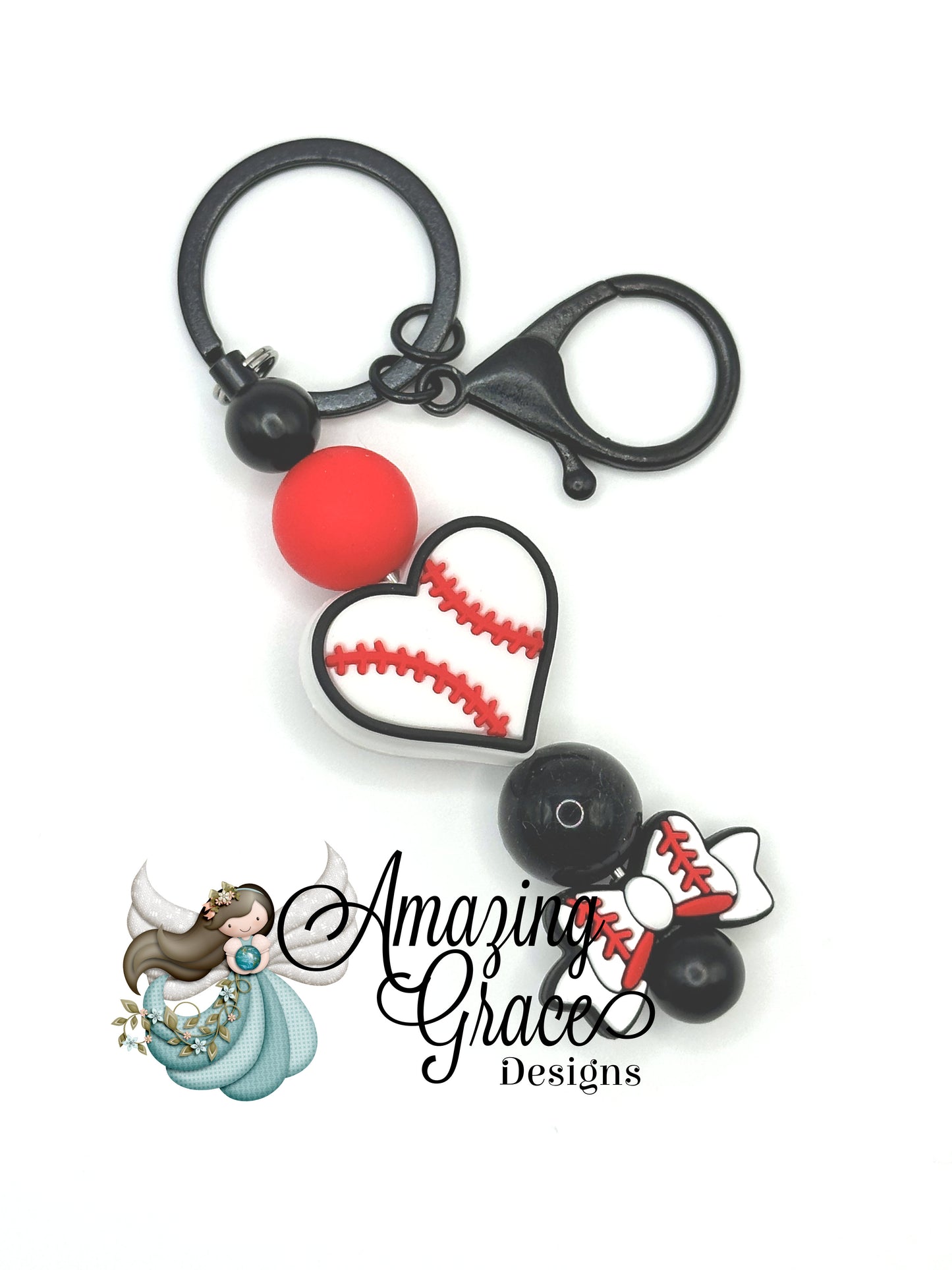 Baseball Heart & Bow Charm - Play Ball Perfection!