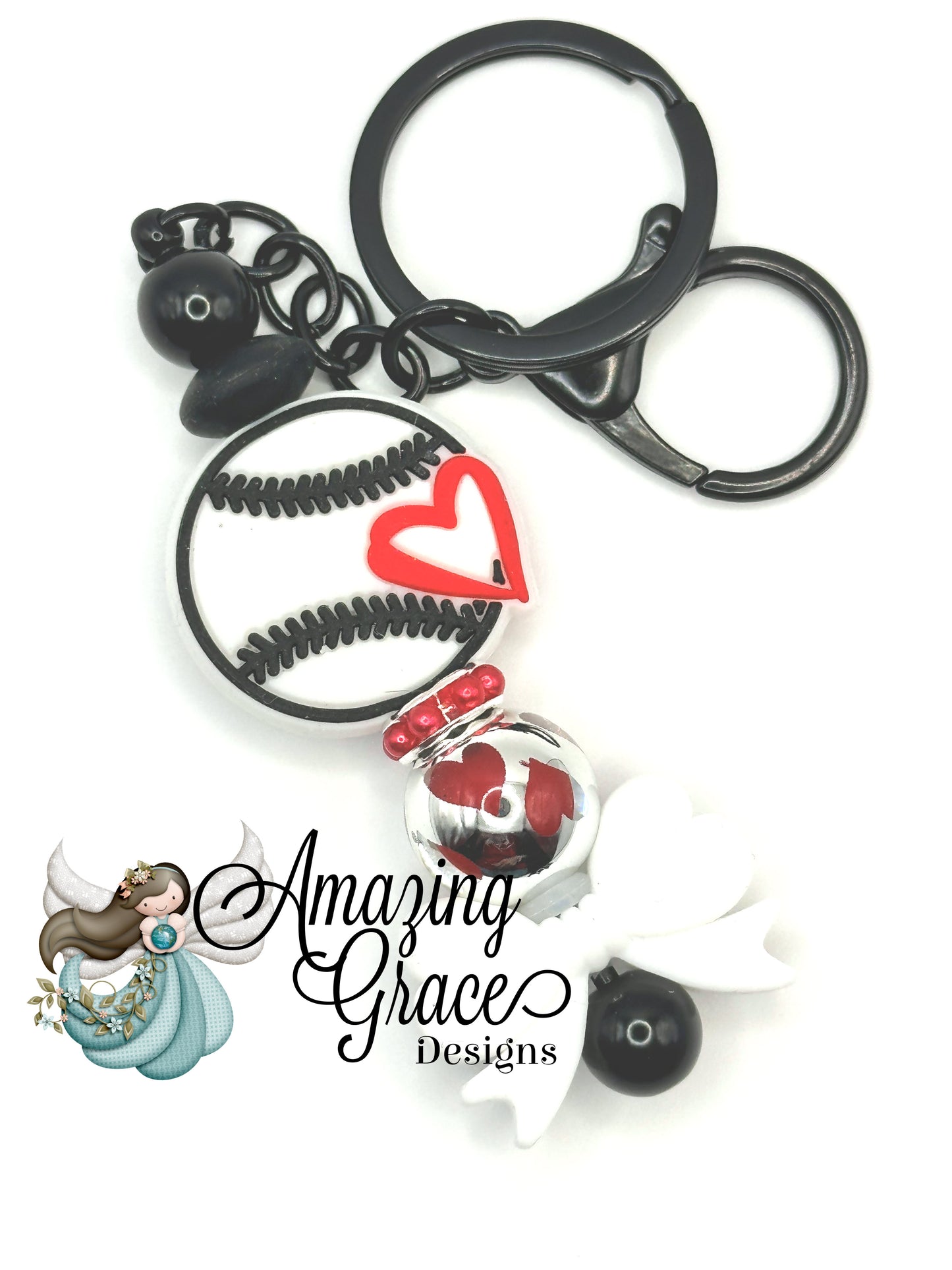 Baseball Love Globe Charm - Heartfelt Fan Keychain!