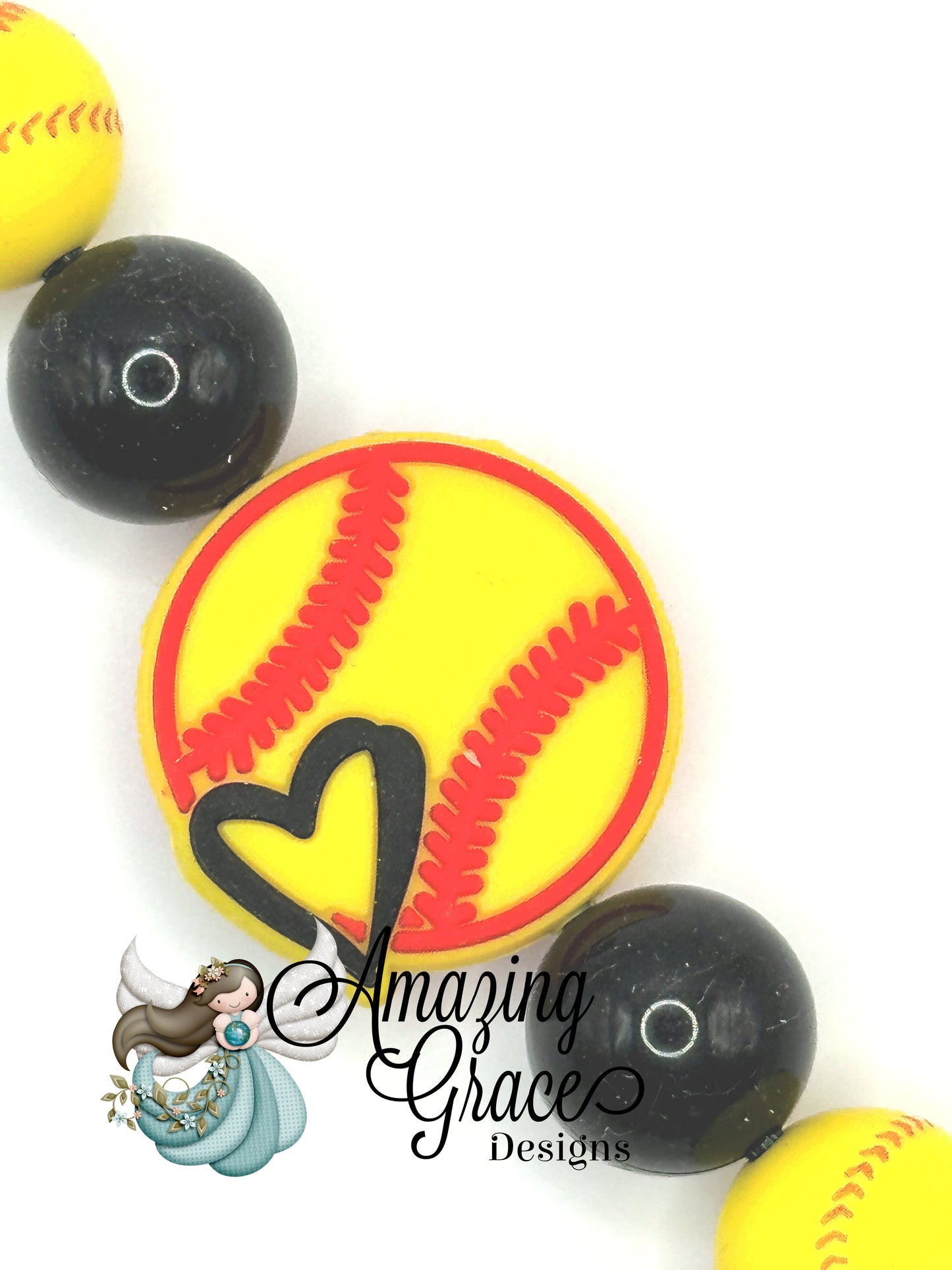Softball Spirit Charm - Heart & Bow Keychain!