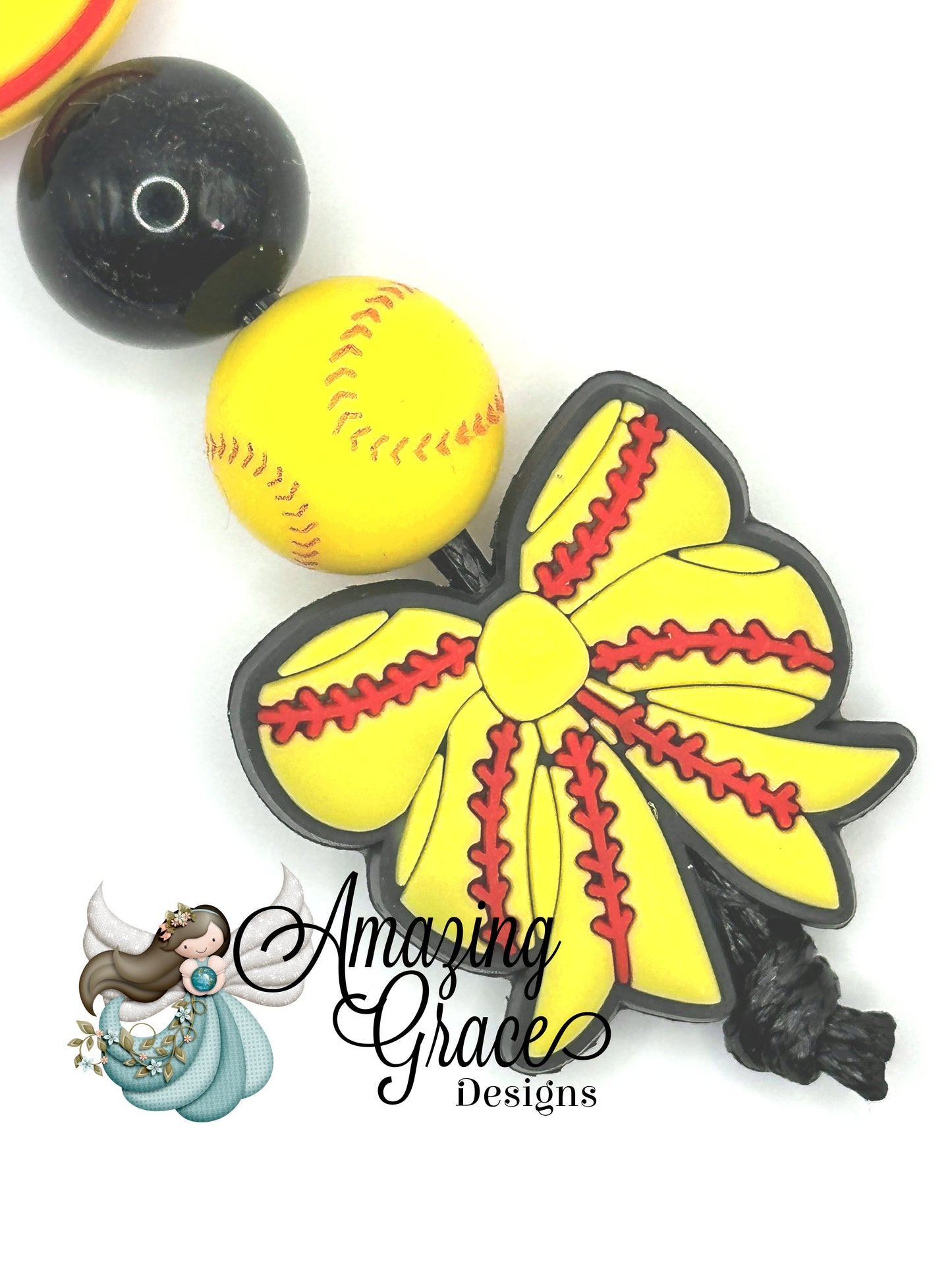 Softball Spirit Charm - Heart & Bow Keychain!