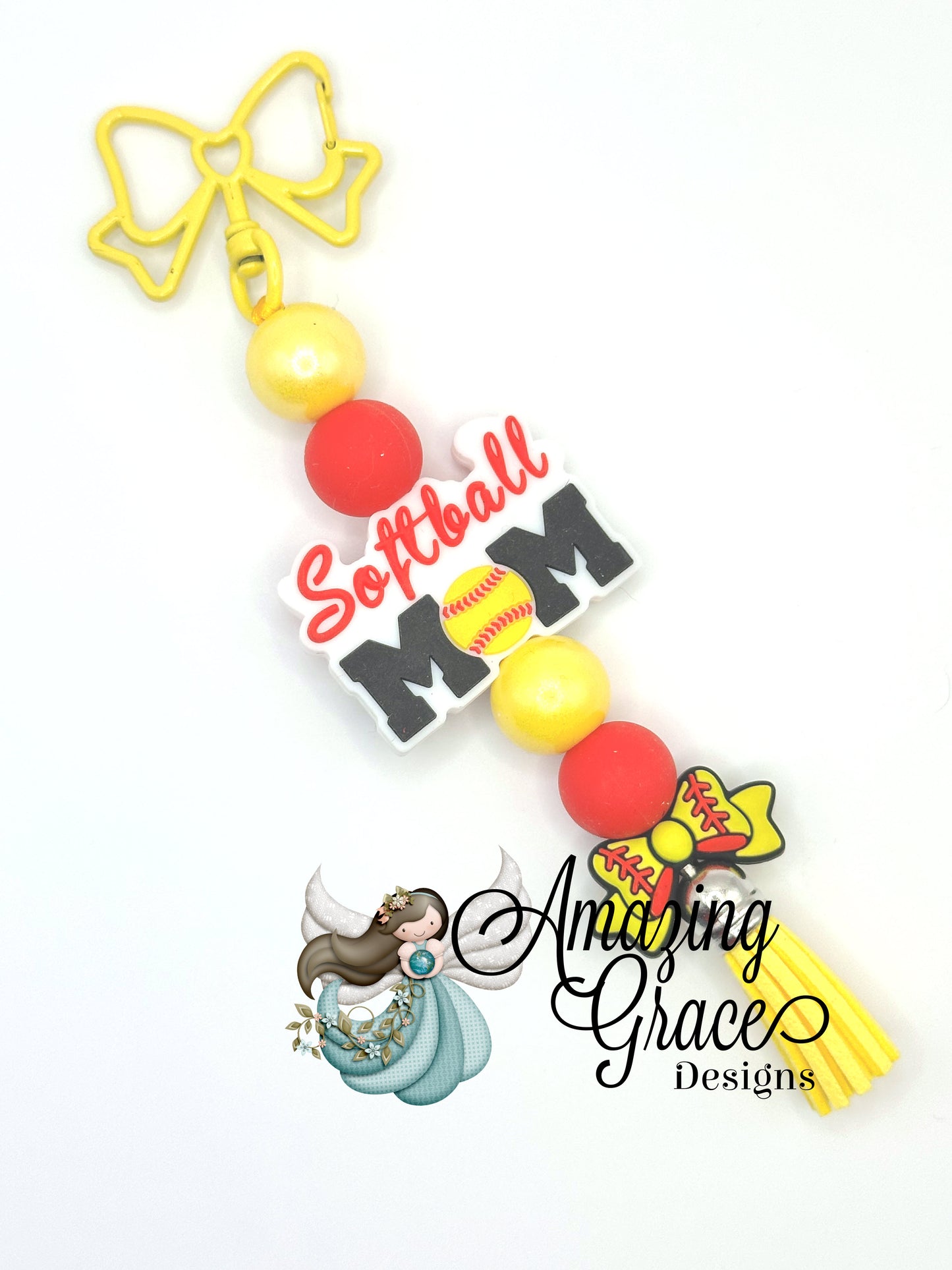 Softball Mom Fan Flair - Classic Black & Yellow Keychain!