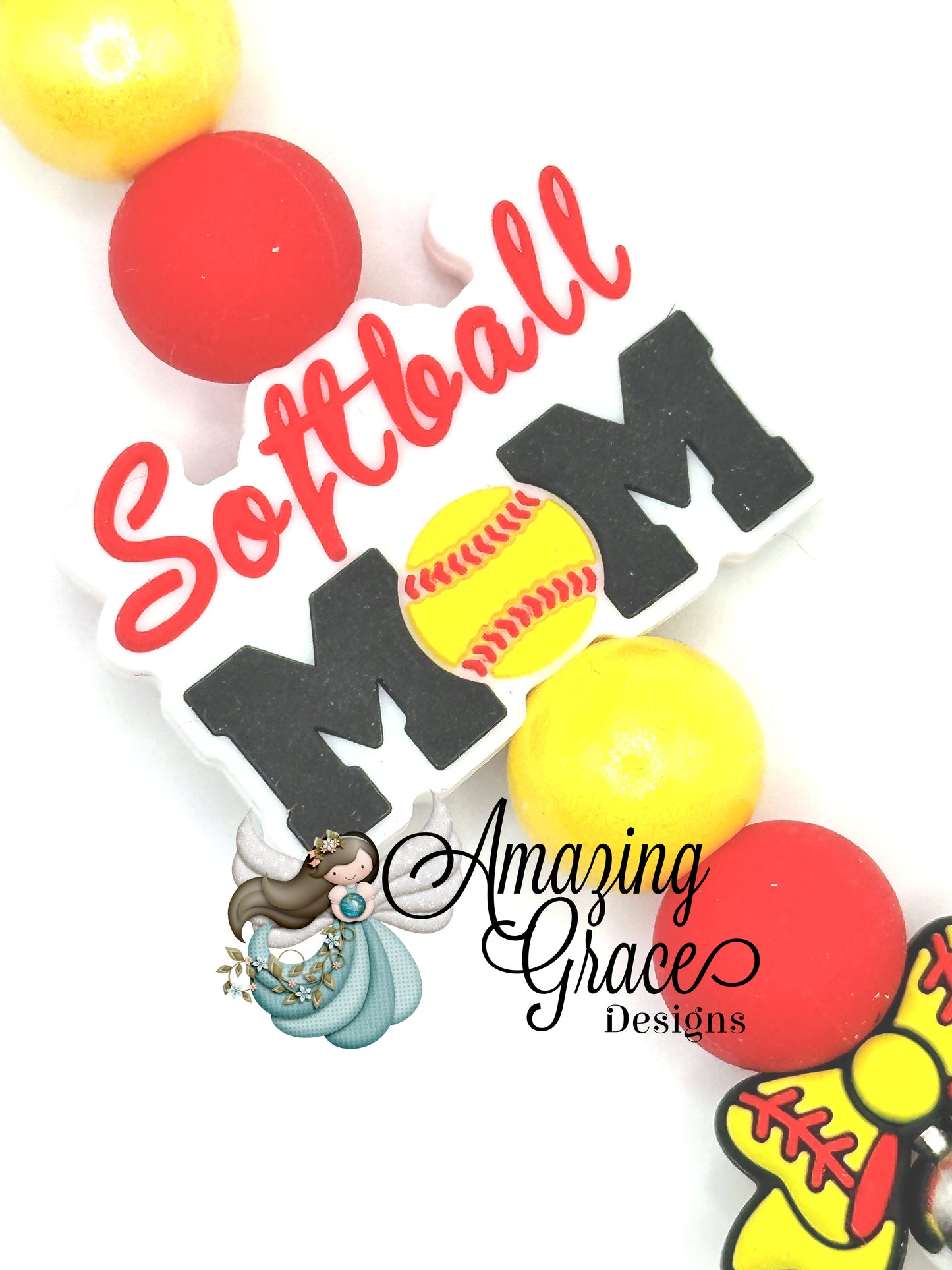 Softball Mom Fan Flair - Classic Black & Yellow Keychain!
