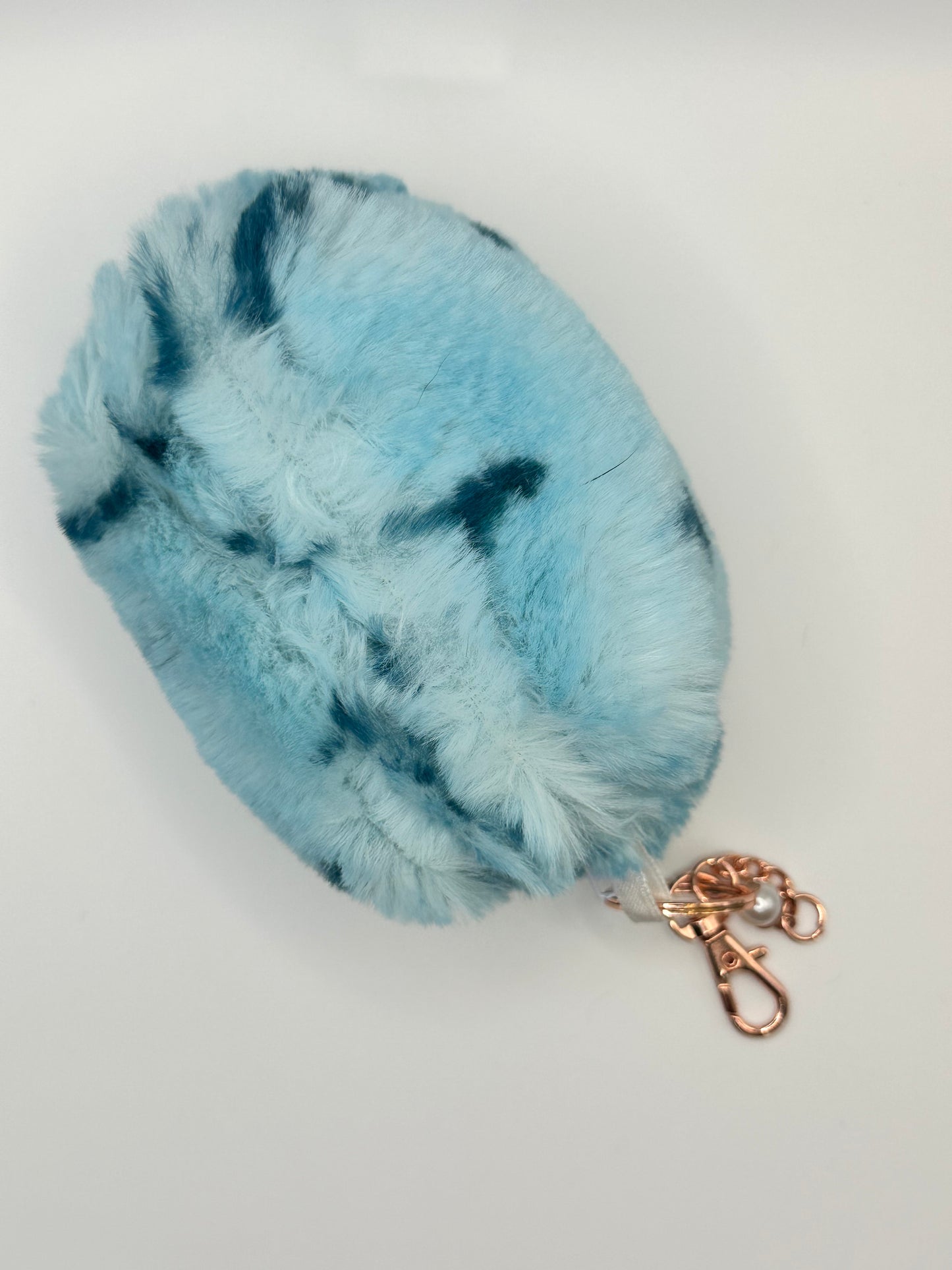 Ocean Dreams Minky Mini Pouch - Plush Blue Patterned Organizer with Clip