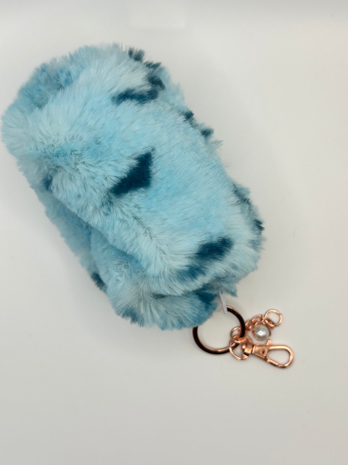 Ocean Dreams Minky Mini Pouch - Plush Blue Patterned Organizer with Clip