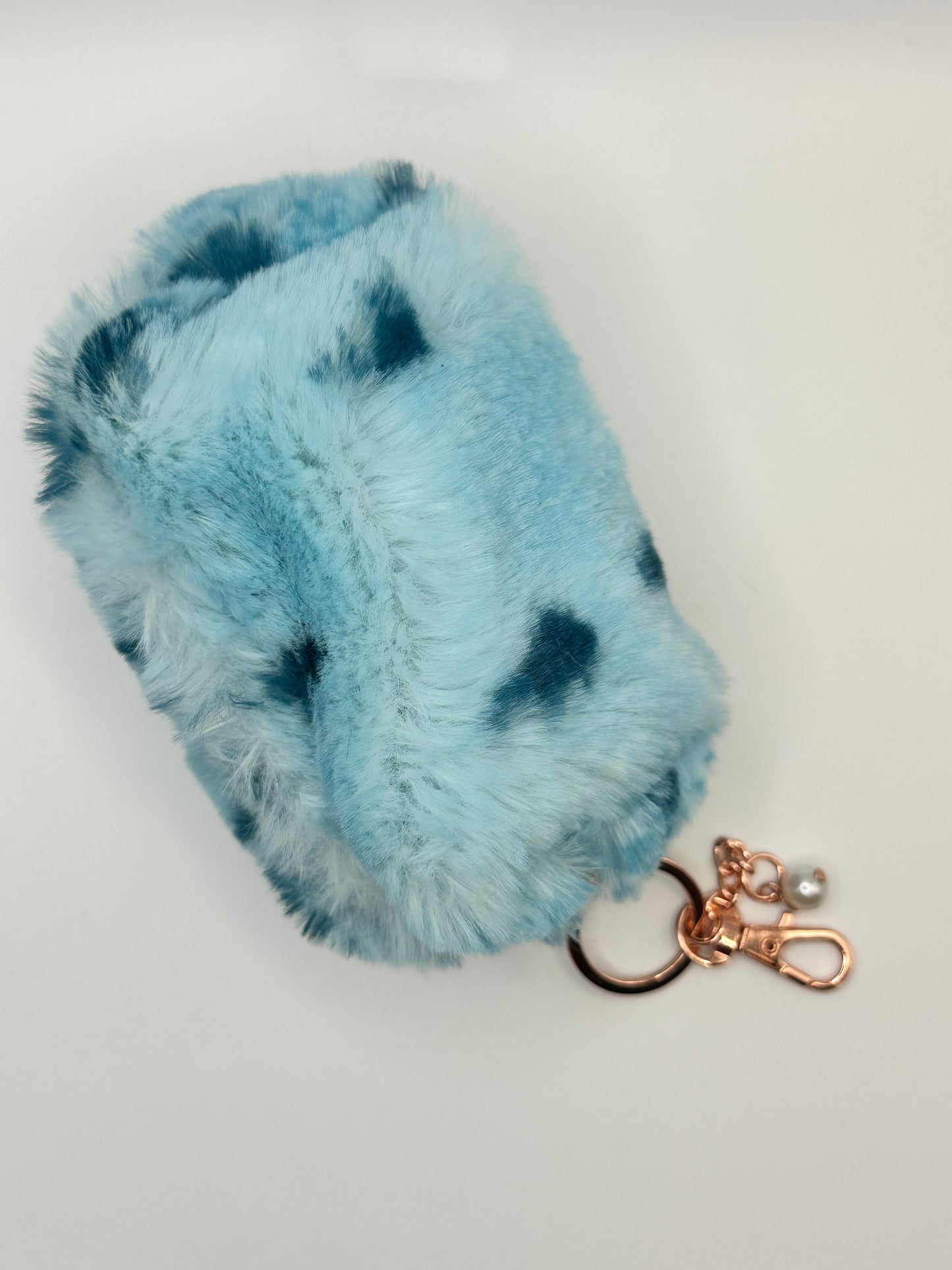 Ocean Dreams Minky Mini Pouch - Plush Blue Patterned Organizer with Clip