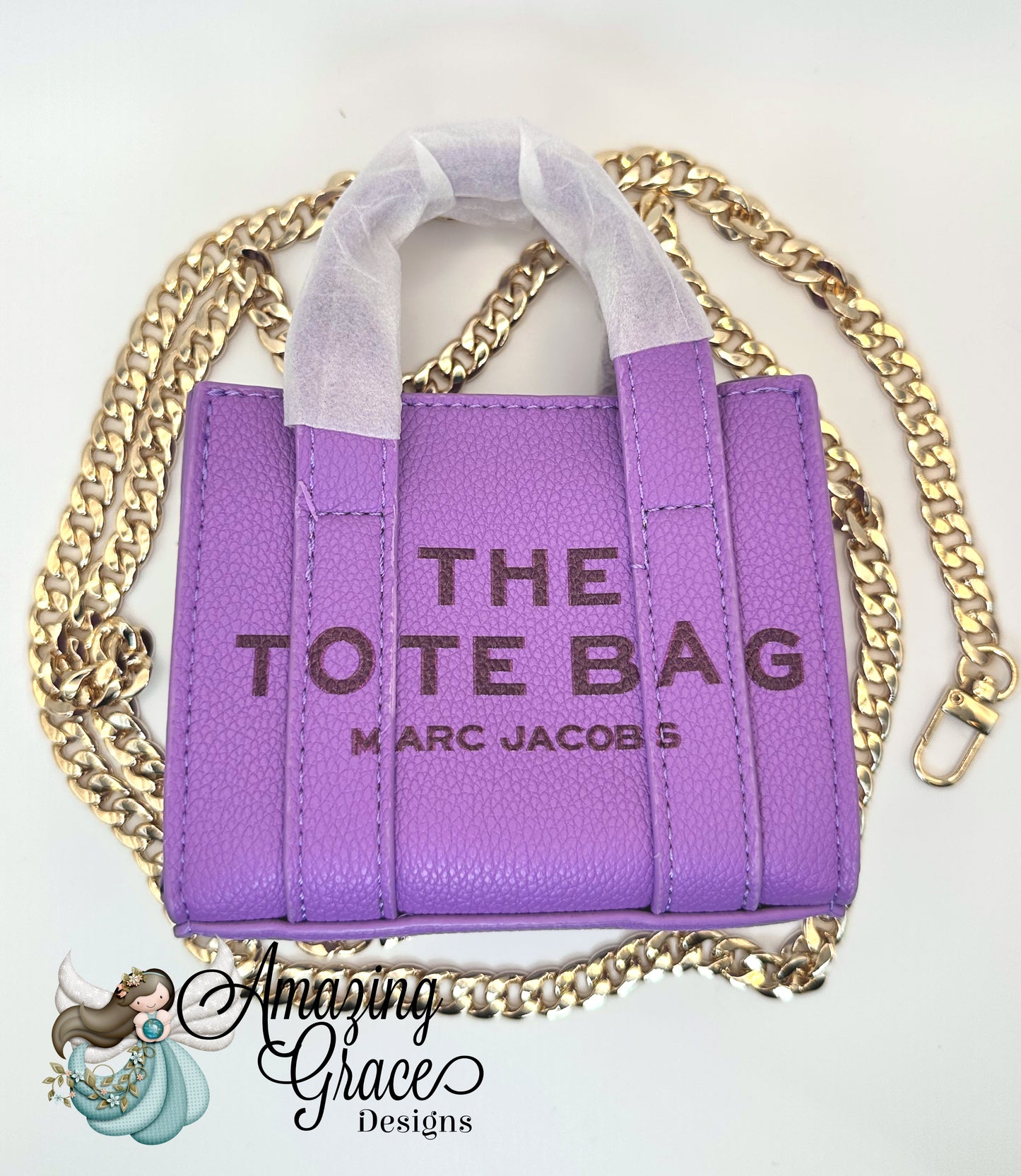 Petite Lilac Tote Bag with Removable Gold Chain