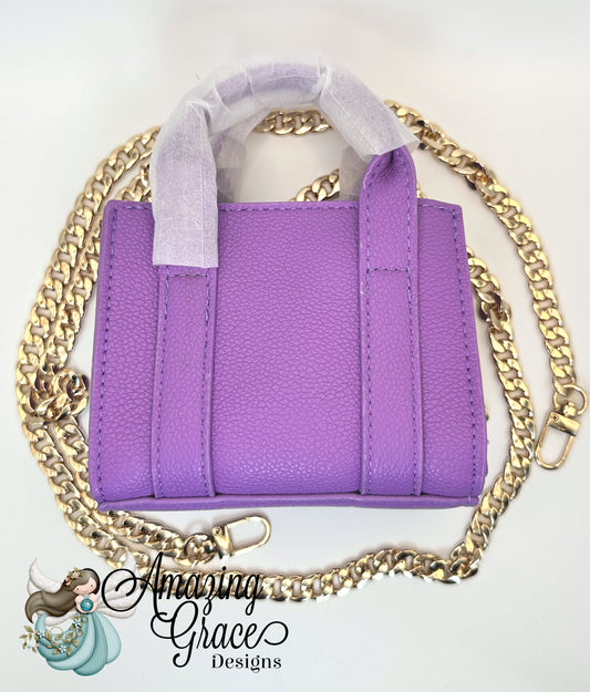 Petite Lilac Tote Bag with Removable Gold Chain
