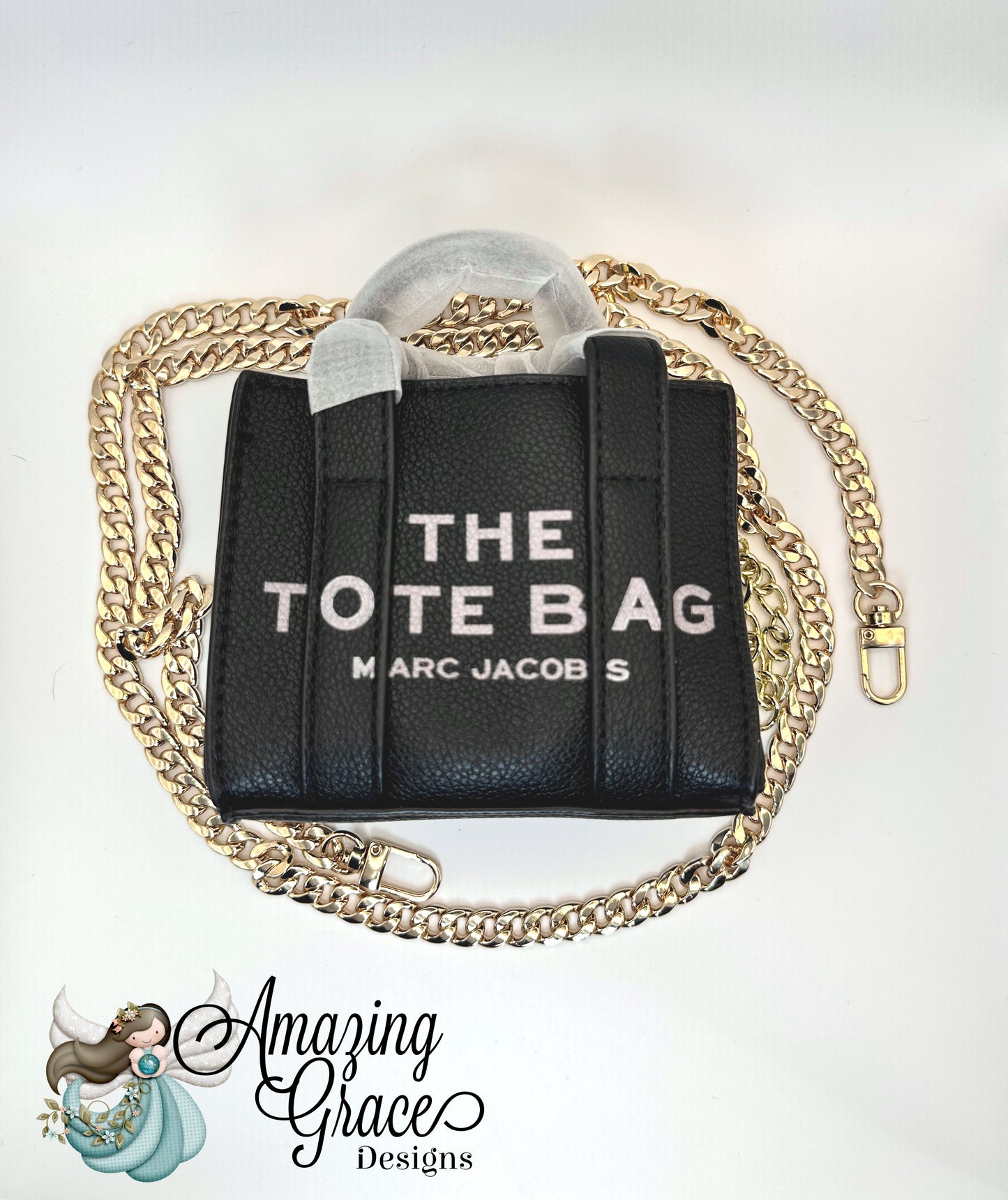 Classic Black Mini Tote with Gold Chain