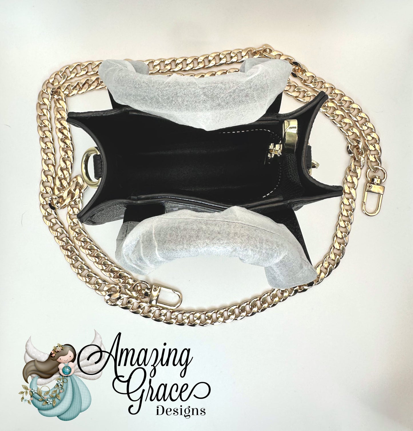 Classic Black Mini Tote with Gold Chain