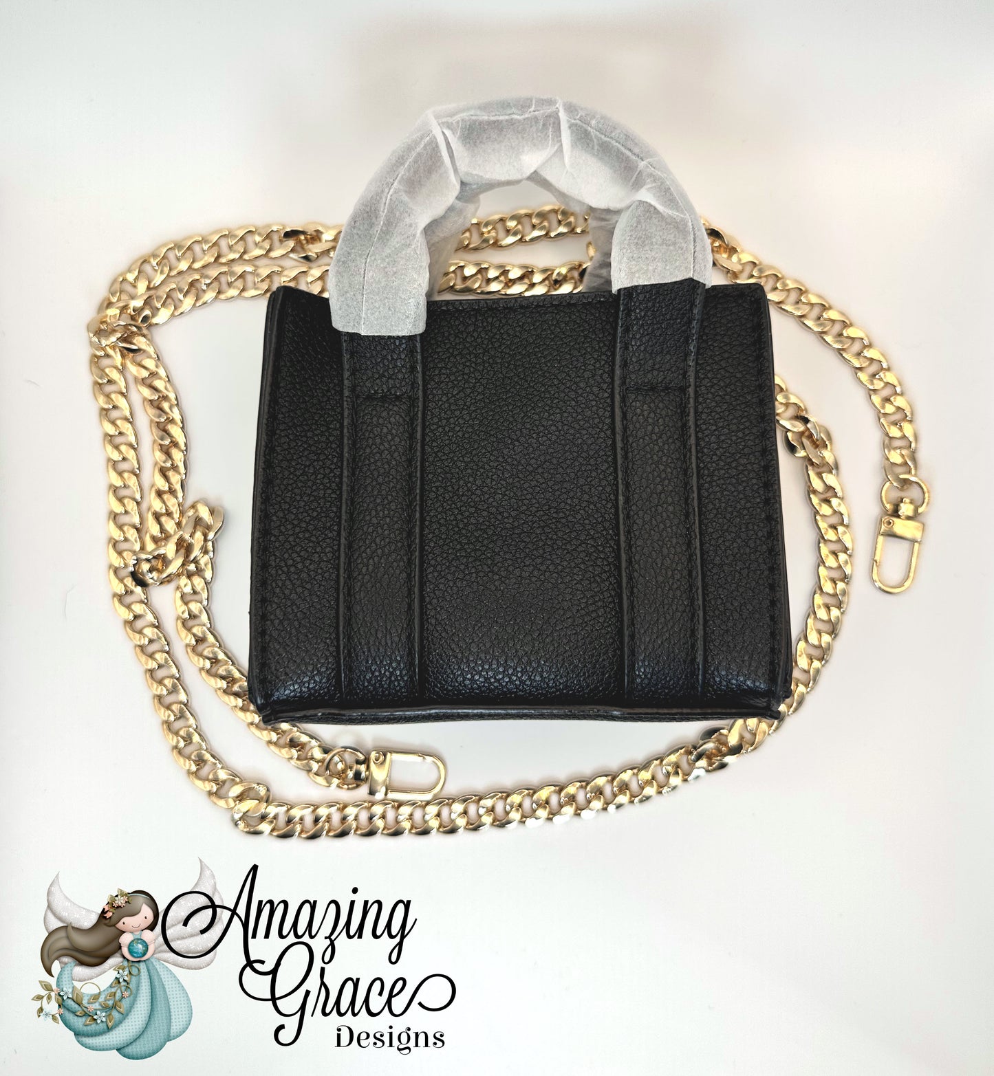 Classic Black Mini Tote with Gold Chain