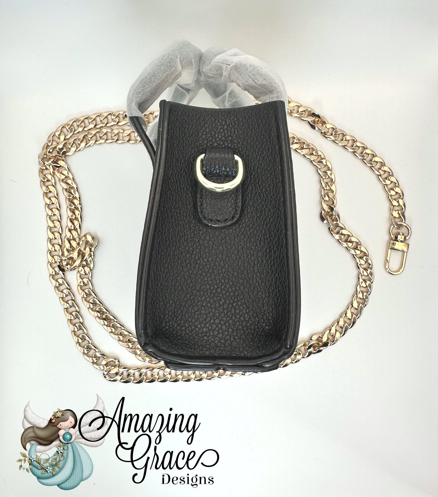 Classic Black Mini Tote with Gold Chain