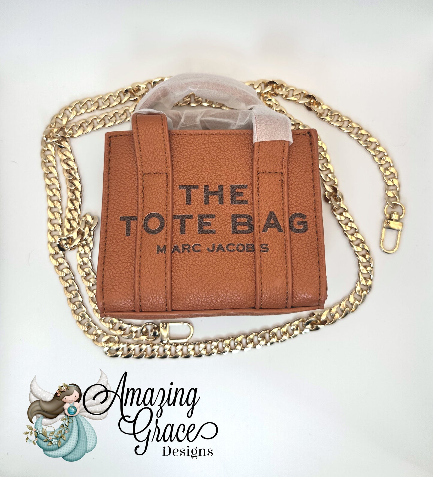 Rich Brown Mini Crossbody Tote with Gold Chain