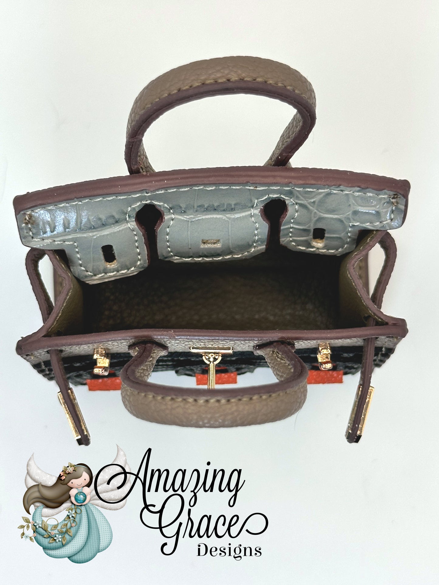 Architectural Faux Leather Micro Tote with Arch Pattern