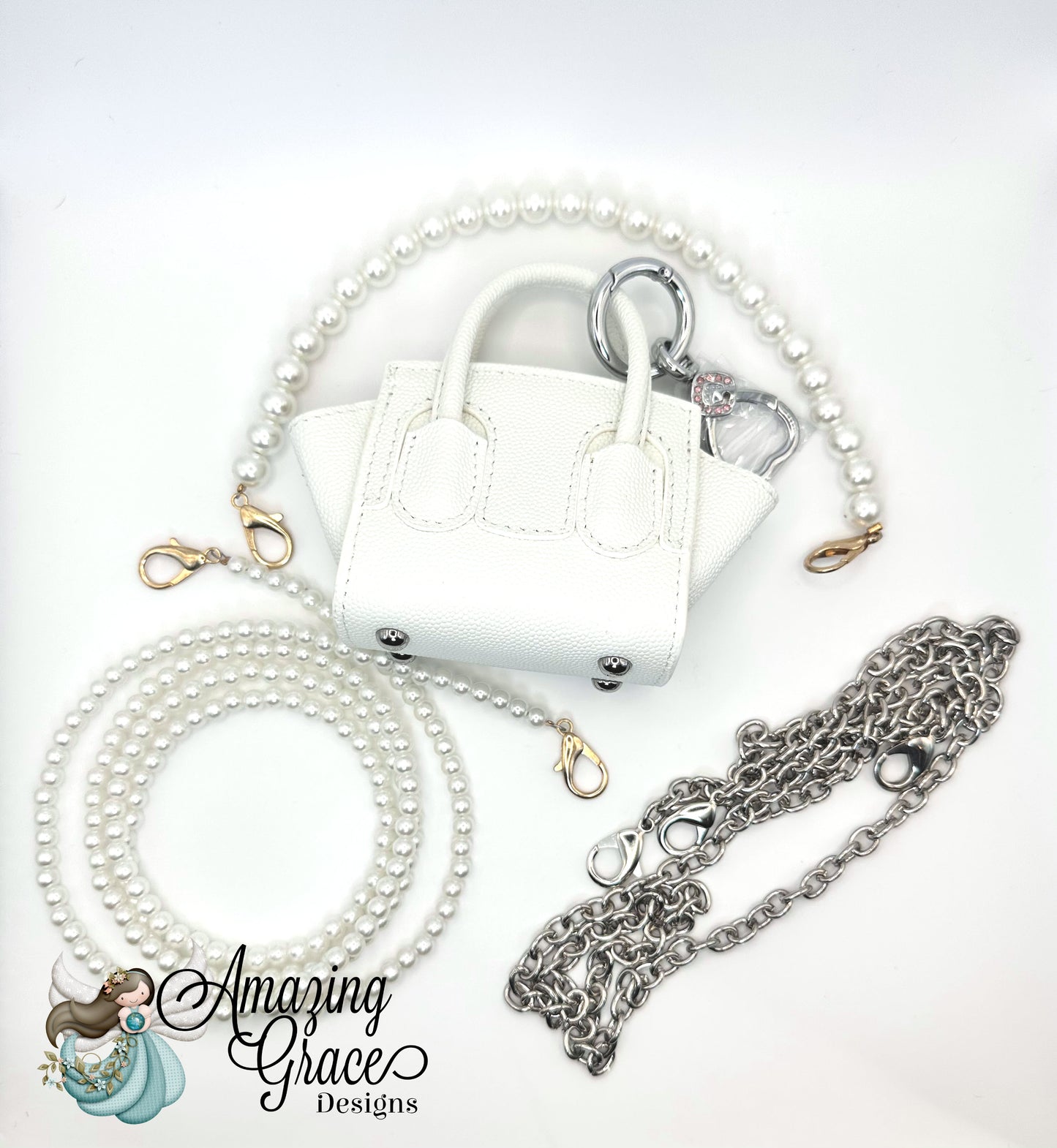 Quilted Faux Leather Mini Bag with Silver Chain