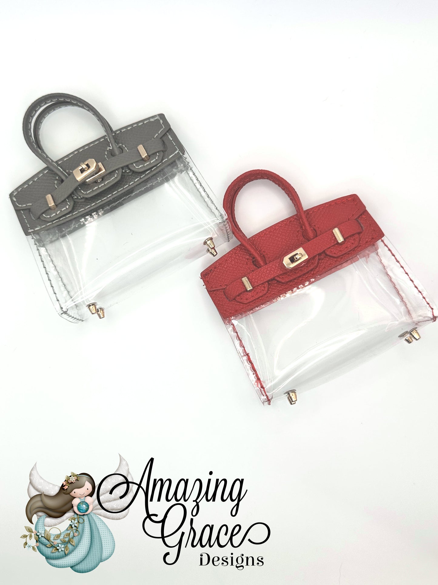 Red Faux Leather & Clear Micro Tote
