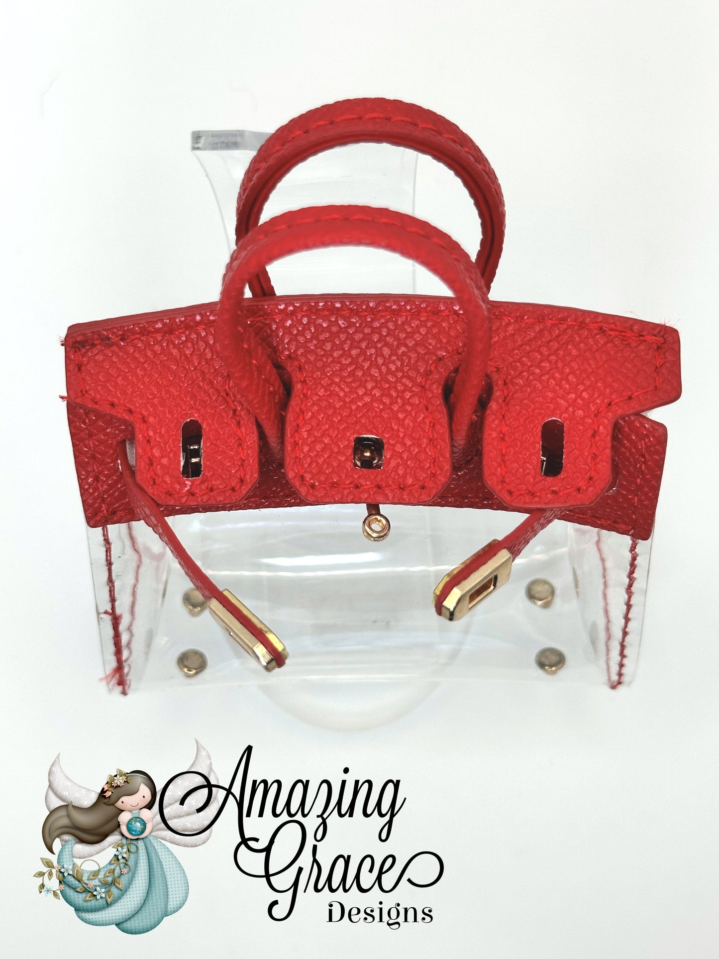 Red Faux Leather & Clear Micro Tote