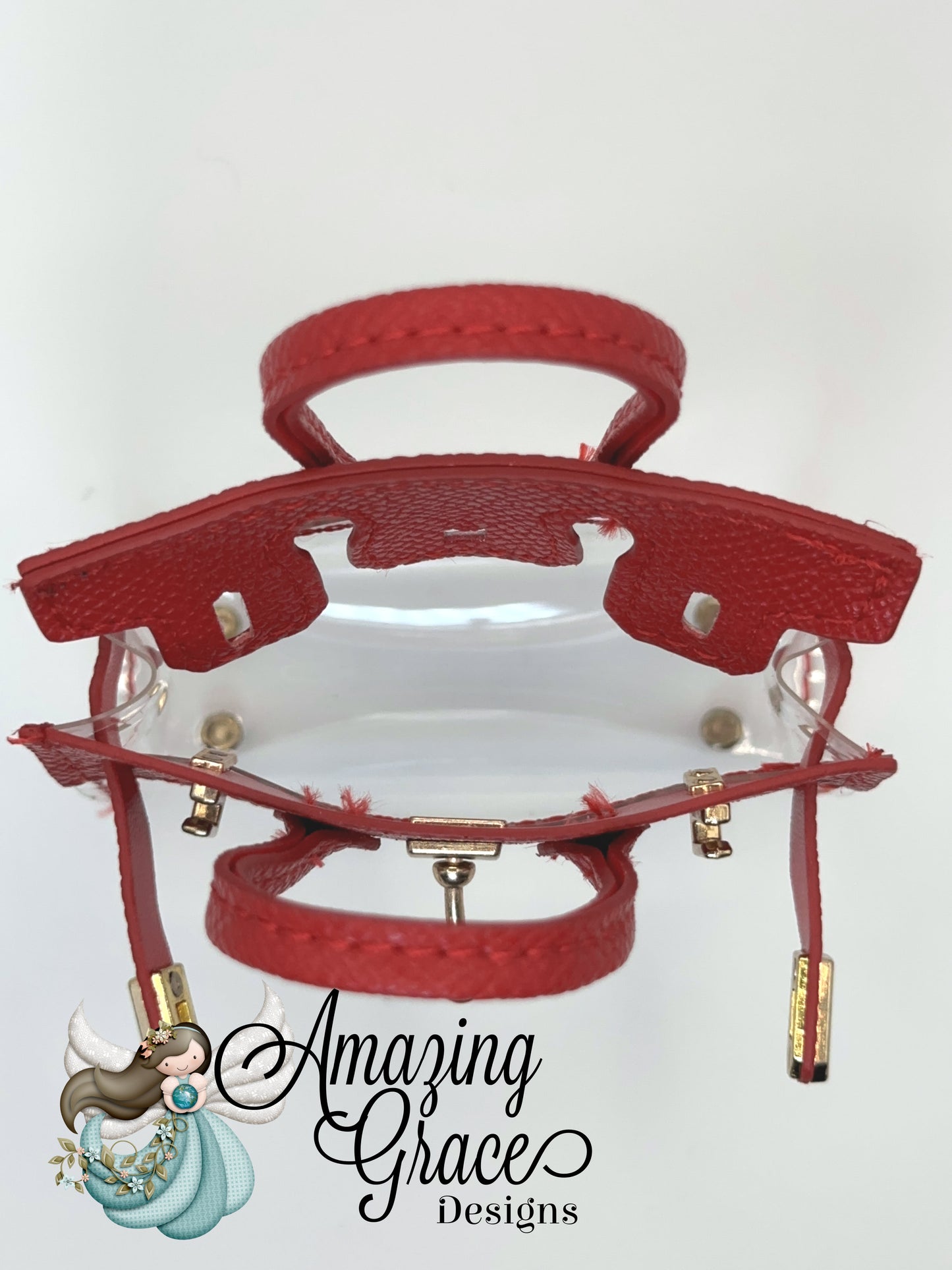 Red Faux Leather & Clear Micro Tote