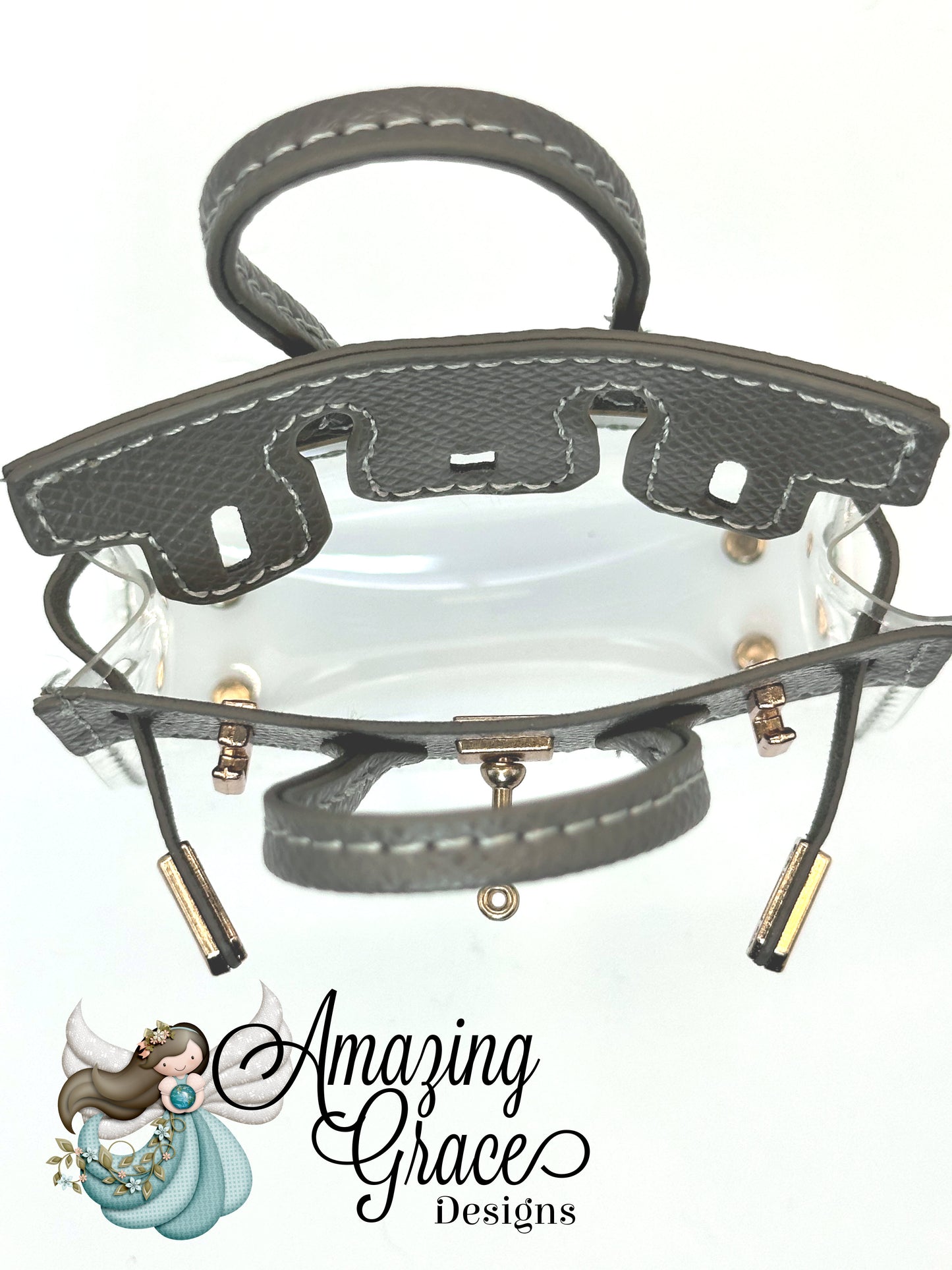 Olive Faux Leather & Clear Micro Tote