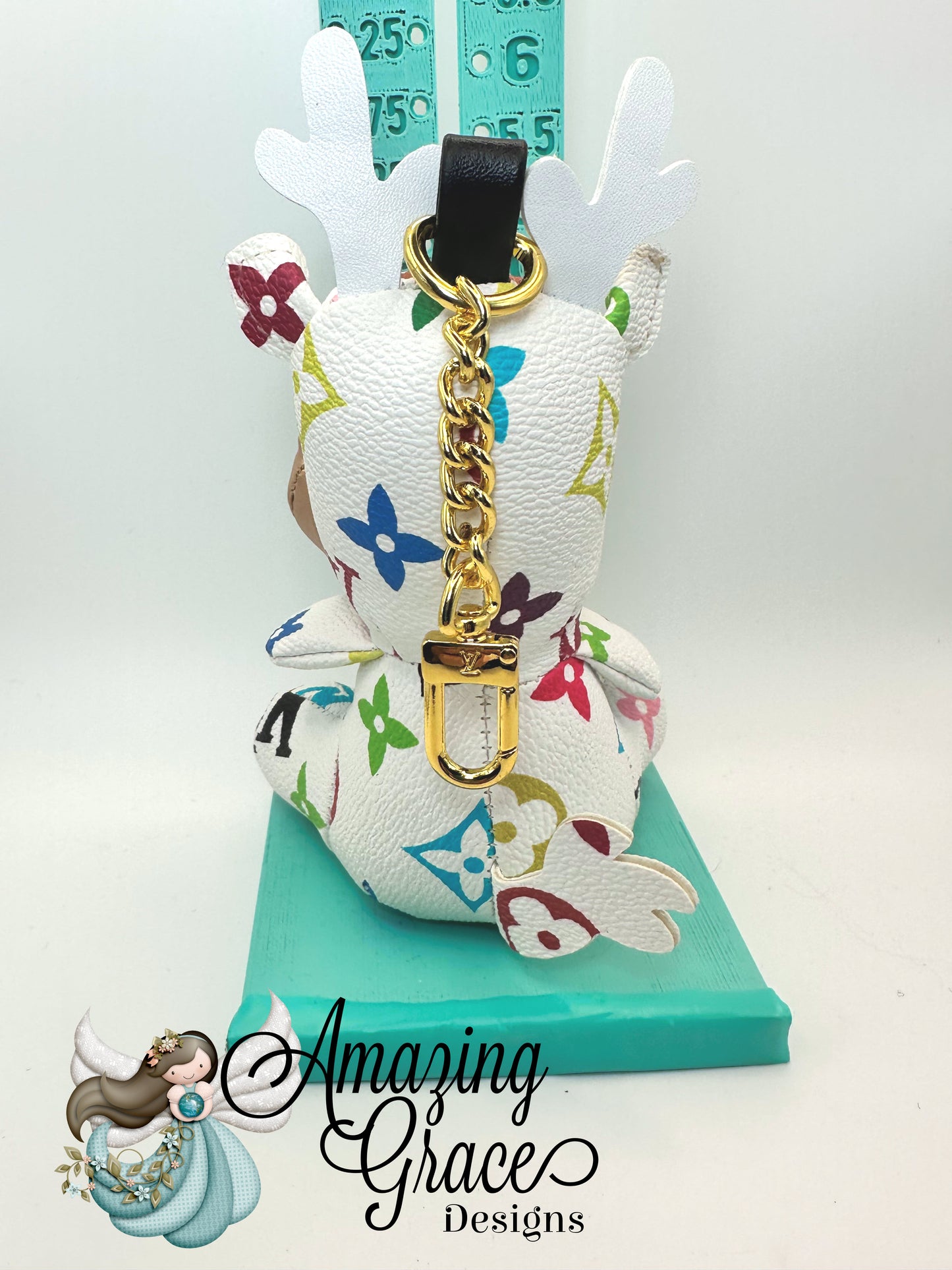 White Multi-Color Designer Inspired Reindeer Charm