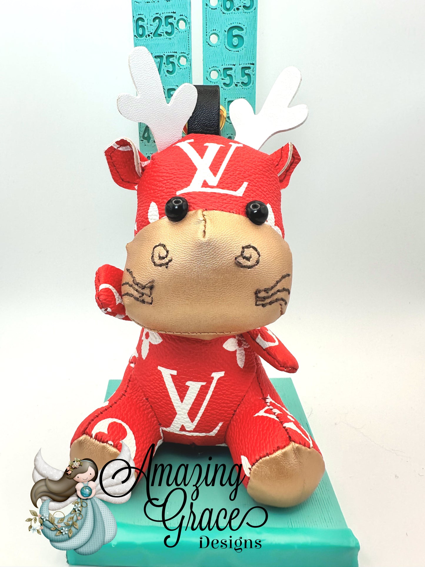 Red Designer Inspired Reindeer Bag Charm