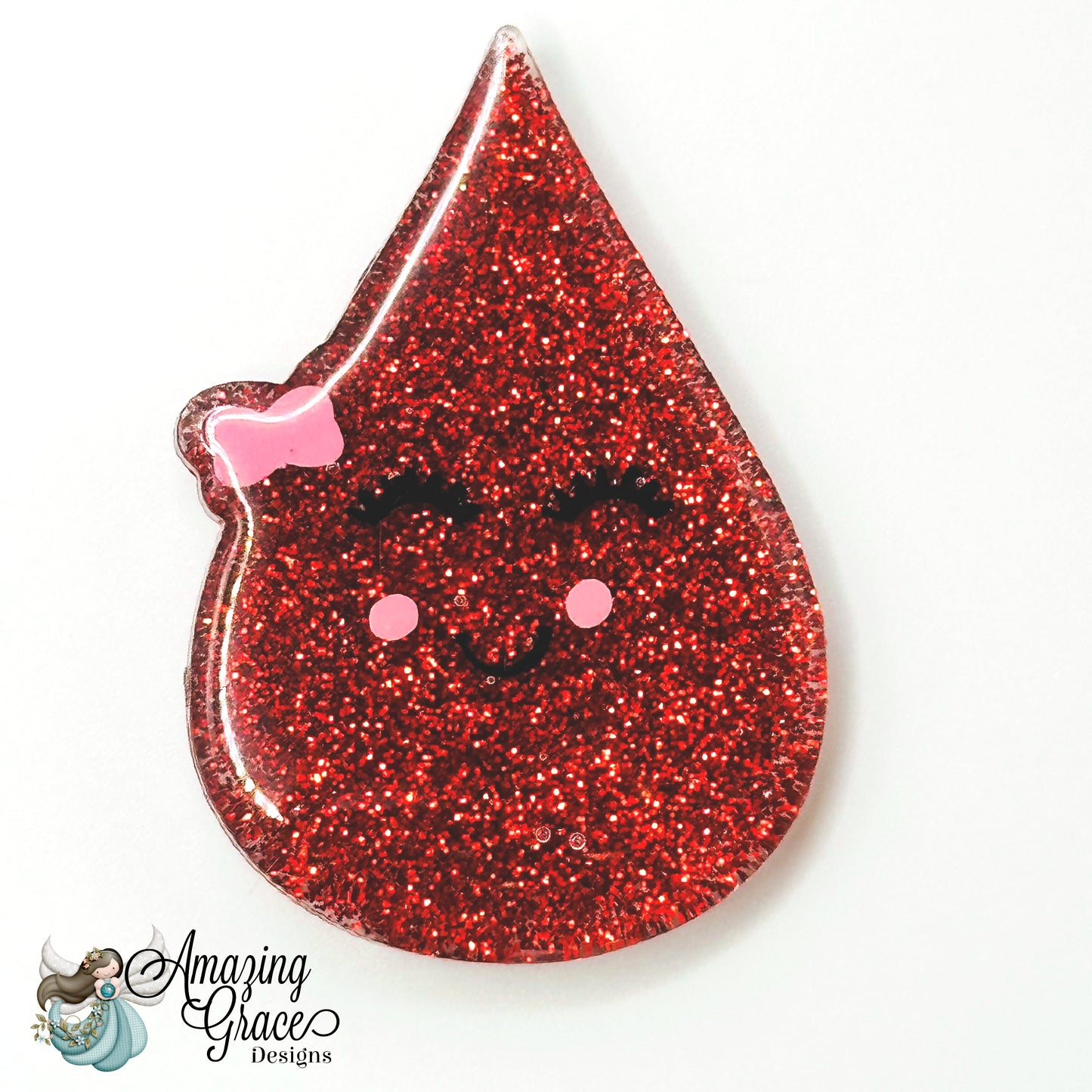 Glitter Blood Drip Badge Reel Topper
