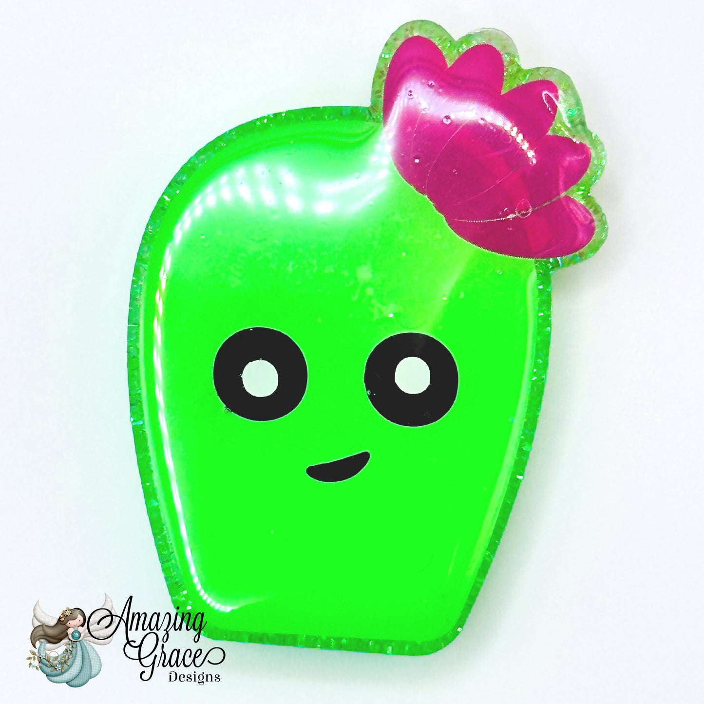 Cute Cactus Badge Reel Topper