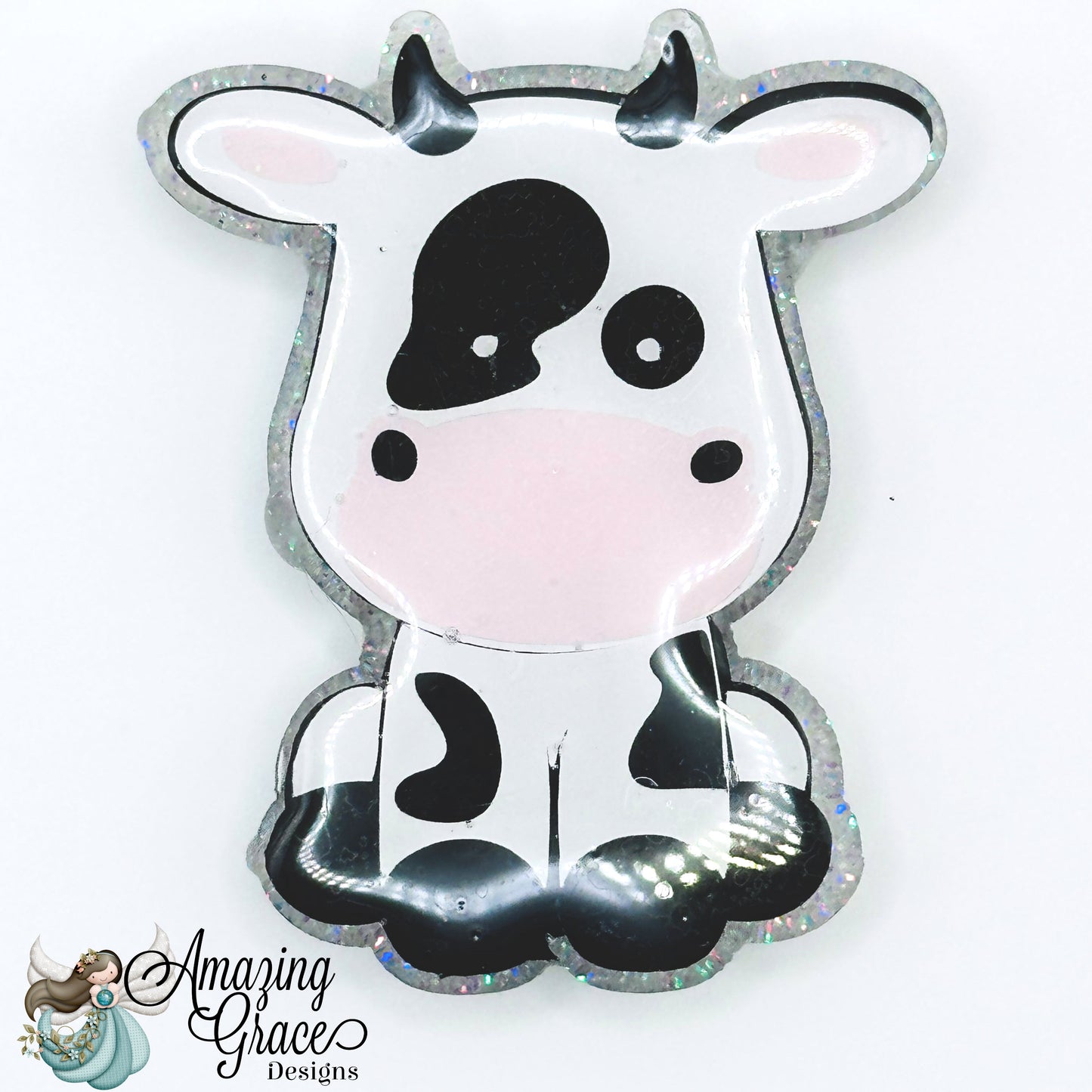 Cute Cow Badge Reel Topper