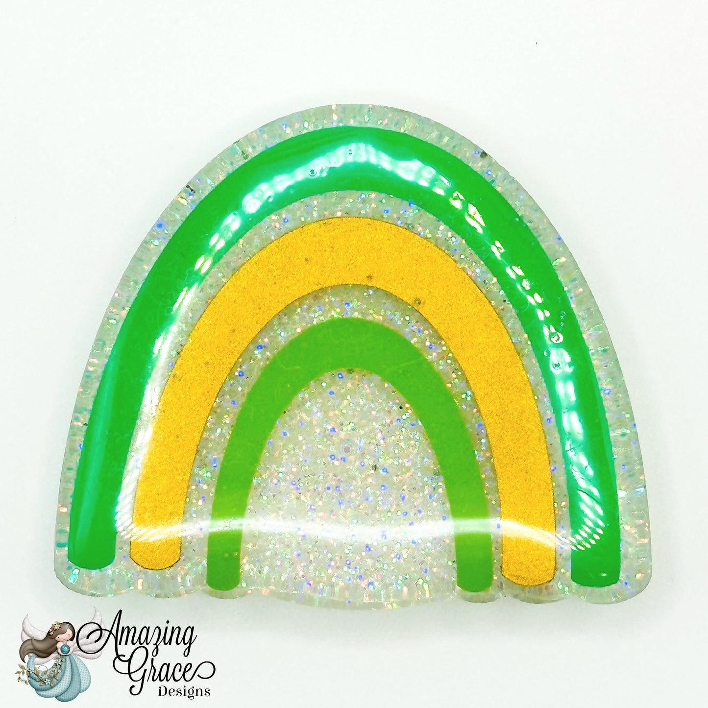 Green Yellow Rainbow Badge Reel Topper