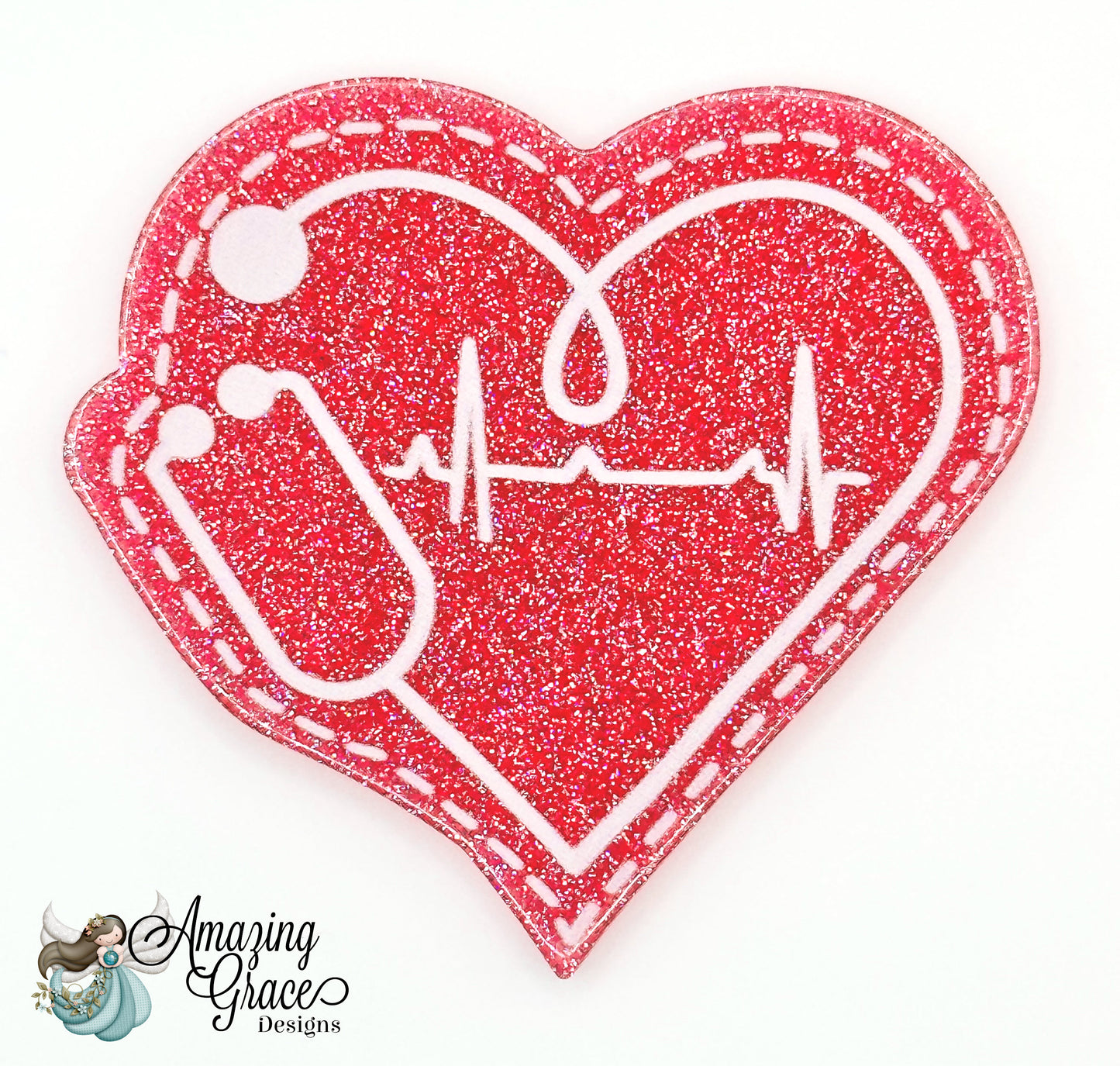 Medical Heart Badge Reel Topper