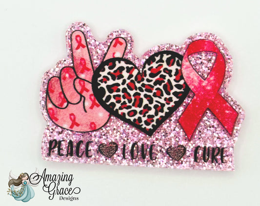 Peace Love Cure Badge Reel Topper