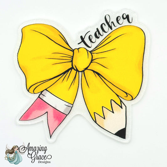 Pencil Bow Badge Reel Topper