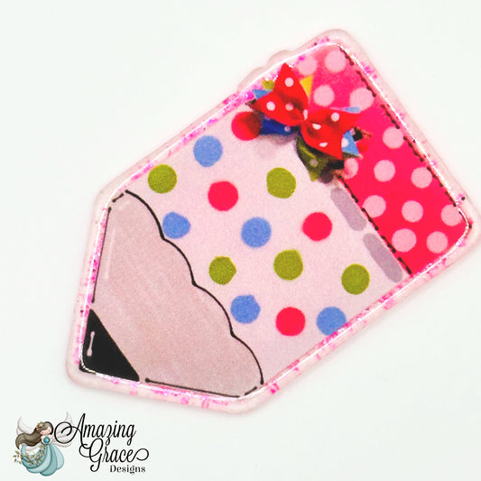 Pink Dotted Pencil Badge Reel Topper