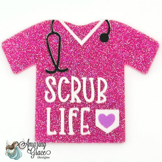 Pink Scrub Life Badge Reel Topper