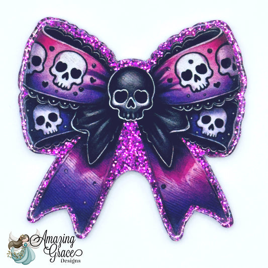 Skull Bow Badge Reel Topper