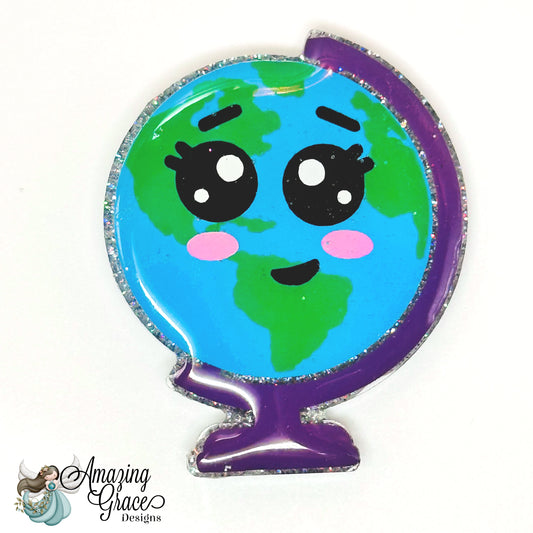 World Globe Badge Reel Topper